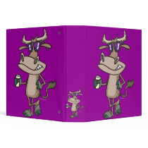 funny cool cow wearing shades cartoon character binder