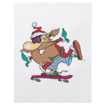 funny cool dude skateboarding santa claus flyer design