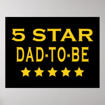 Funny Cool Gifts : Five Star Dad to Be Print
