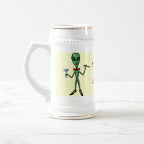 Funny cool party alien cartoon art beer mug
