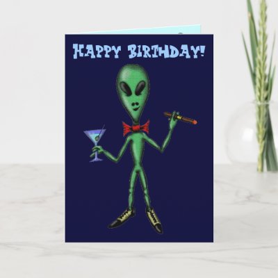 Cool Happy Birthday Designs. Funny cool party alien happy birthday card design by vitaliy