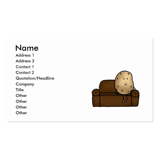 Funny couch potato business card