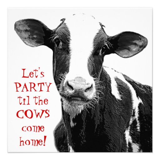 Funny Cow Bachelorette Party or Girl's Night Out Invitations (front side)