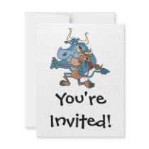 funny cow bull tango cartoon personalized invite