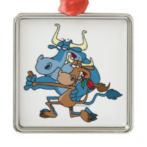 funny cow bull tango cartoon christmas tree ornament
