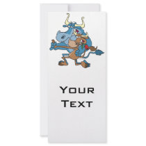funny cow bull tango cartoon full color rack card
