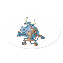 funny cow bull tango cartoon stickers