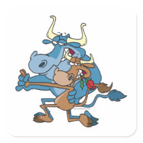 funny cow bull tango cartoon stickers