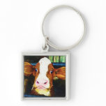 Funny Cow Face Key Chains