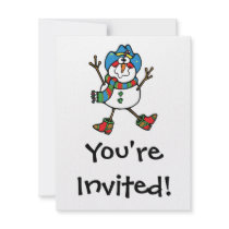 funny cowboy snowman personalized invitations