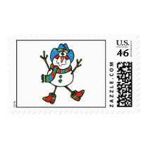 funny cowboy snowman postage stamp
