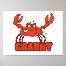 funny crabby red crab with an attitude poster