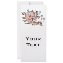 funny crash landing flying pig cartoon customized rack card
