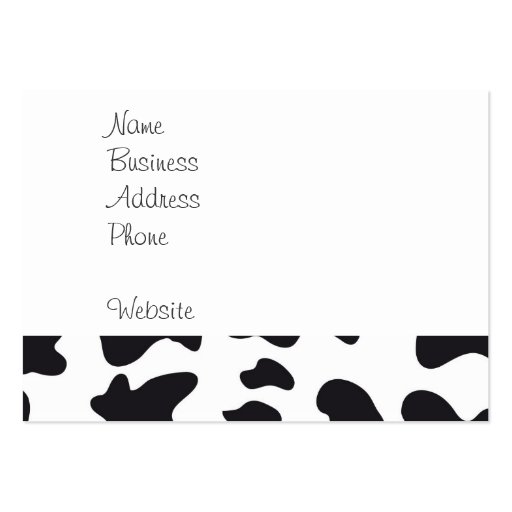 Funny Crazy Cow Bull on Dairy Cow Print Pattern Business Cards (front side)