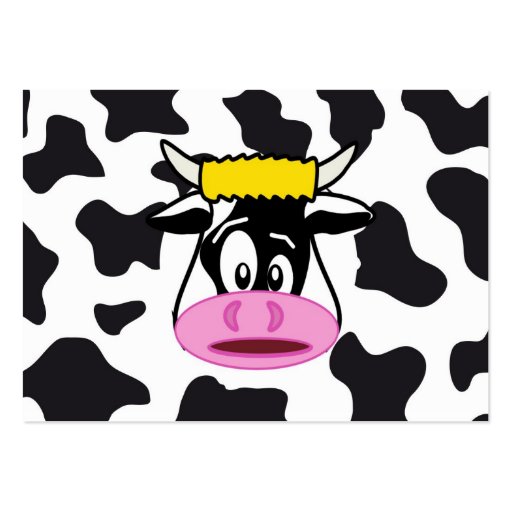 Funny Crazy Cow Bull on Dairy Cow Print Pattern Business Cards (back side)