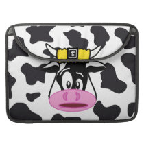 Funny Crazy Cow Bull on Dairy Cow Print Pattern MacBook Pro  Sleeve at Zazzle