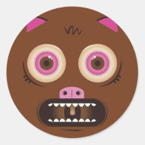 monster, cute, funny, kawaii, animal, humor, cartoon, cool, pink, scary, creature, fantasy, graphic art, fun, brown, sticker, Sticker with custom graphic design