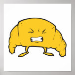 funny croissant cartoon character poster