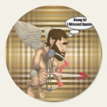 Funny Cupid Missed Round Stickers