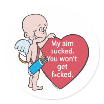 Funny Cupid's Aim Sucks Stickers