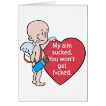 Funny Cupid's Aim Sucks T-shirts and Gifts Greeting Cards