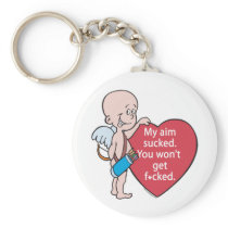 Funny Cupid's Aim Sucks T-shirts and Gifts Keychain