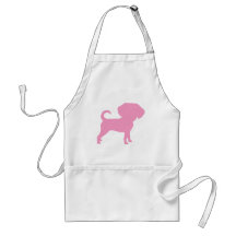 Funny Cute Big Head Puggle Dog (pink) Aprons
