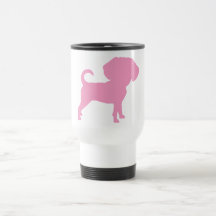 Funny Cute Big Head Puggle Dog (pink) Mugs