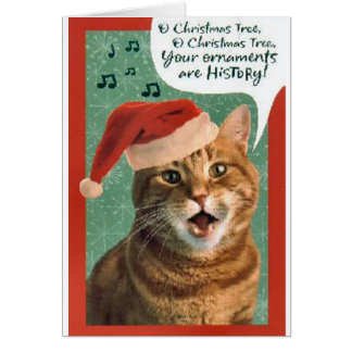 Funny Cute Cat Kitten Ornament Song Christmas Card Greeting Card