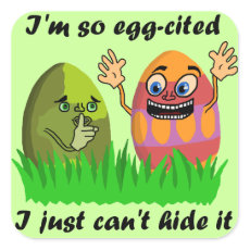 Funny Cute Easter Eggs Cartoon Square Sticker=