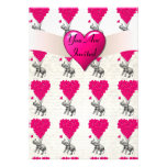 Funny cute elephant & pink heart balloons announcement