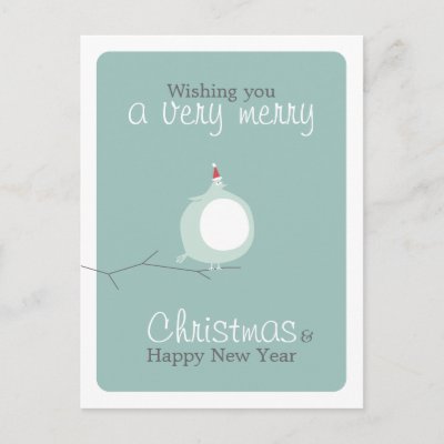 Funny Cute Fat Bird Christmas Wishes Postcard