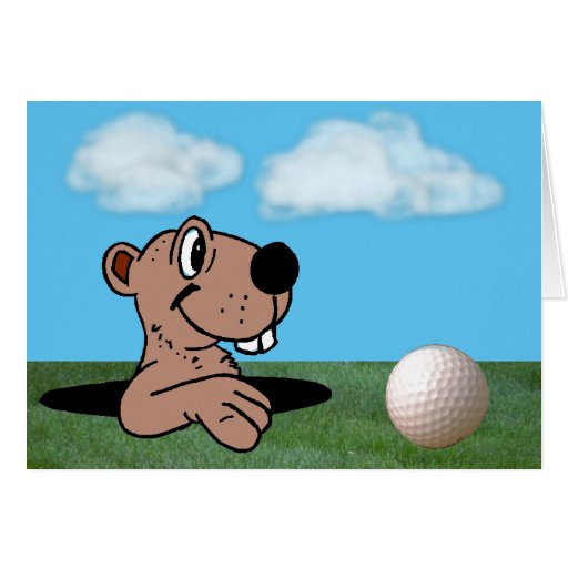 Funny & Cute Gopher & Golf Ball on Birthday Card Zazzle