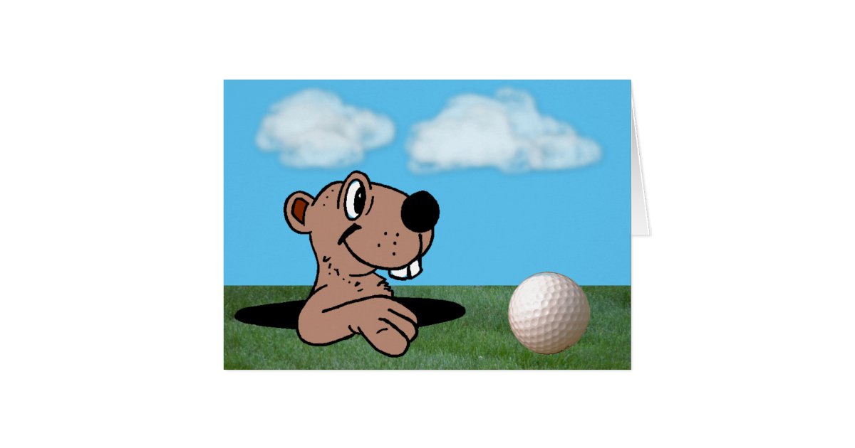 Funny & Cute Gopher & Golf Ball on Birthday Card Zazzle