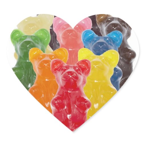 Funny Cute Gummy bear Herds Heart Sticker Zazzle