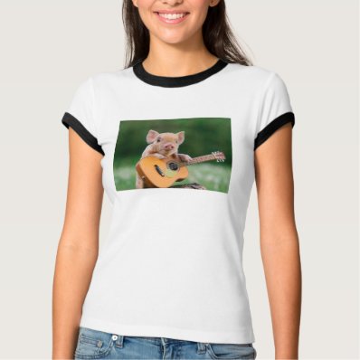 Funny Cute Pig Playing Guitar T-shirt