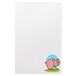 funny cute piggy pig eating grass cartoon customized stationery