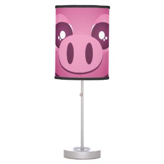 Funny Cute Pink Pig Close Up Table Lamp