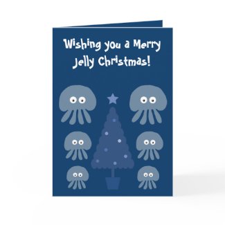 Funny, Cute & Quirky Blue Jellyfish Christmas Card card