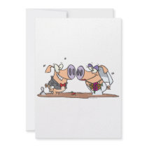 funny cute silly wedding pigs bride groom personalized invites