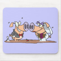 funny cute silly wedding pigs bride groom mouse pad