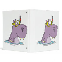 funny cute snorkeling swimming hippo 3 ring binder