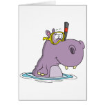 funny cute snorkeling swimming hippo cards