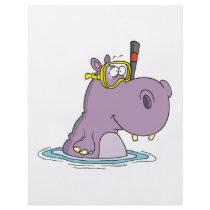 funny cute snorkeling swimming hippo flyers