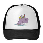 funny cute snorkeling swimming hippo hat