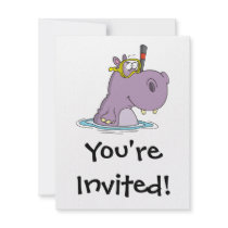 funny cute snorkeling swimming hippo custom announcement
