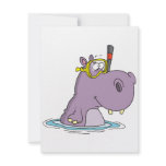 funny cute snorkeling swimming hippo personalized announcement