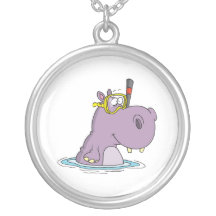 funny cute snorkeling swimming hippo custom jewelry