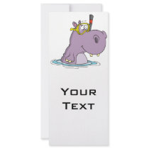funny cute snorkeling swimming hippo custom rack card