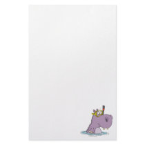 funny cute snorkeling swimming hippo custom stationery